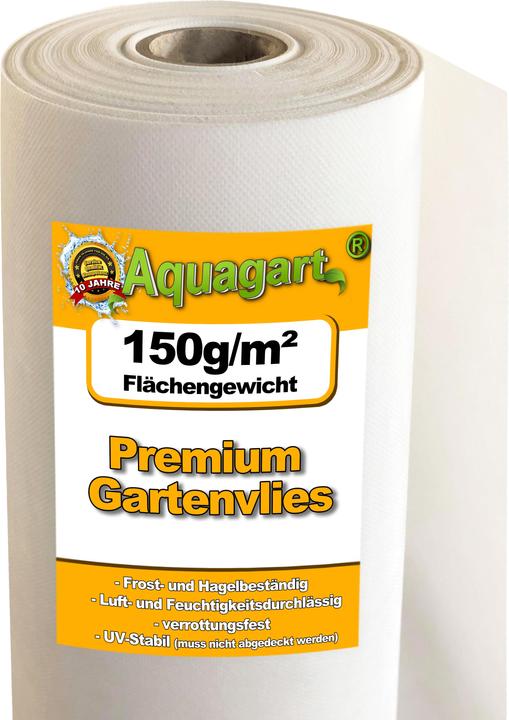 Immagine prodotto Aquagart 190m² Gartenvlies Unkrautvlies Unkrautfolie Mulchvlies 150g/m² weiss 1m breit