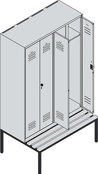 Immagine prodotto C+P Armadietto nero e bianco Classic PLUS con sedile in panchina (120 cm, 212 cm)