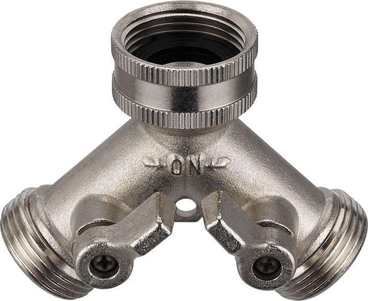 Produktbild Alternativ Y Metall Verteiler mit Absperrhähnen 3/4 Zoll vernickelt