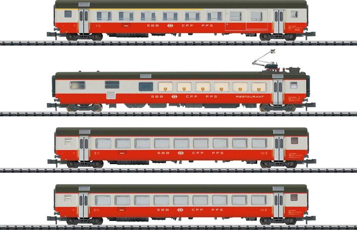 MiniTrix 18720 N 4er-Set Personenwagen Swiss Express der SBB Set 1 (Spur IV)