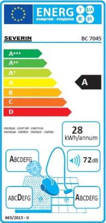 Label énergétique Severin Aspirateur BC 7045