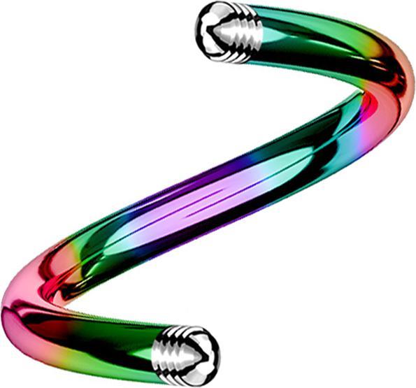 Actual product image Star Piercing Micro spiral rod coloured (without brass, Surgical steel 316L)