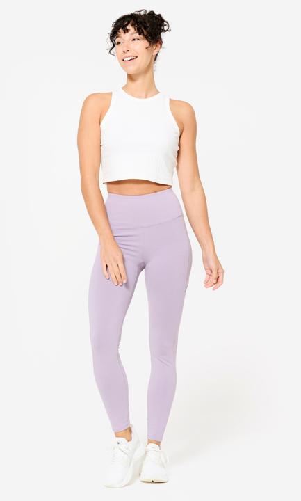 Image du produit Domyos Legging de fitness taille haute femme, violet fumé (W28/L31)