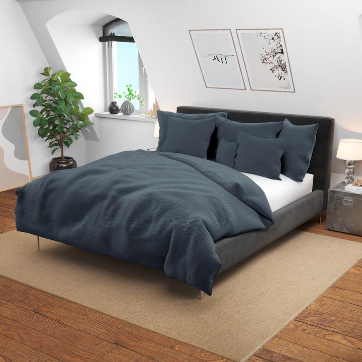 Image du produit Lotus Bettwaren Parure de lit en satin seersucker uni (Housse de couette, 160 x 240 cm)