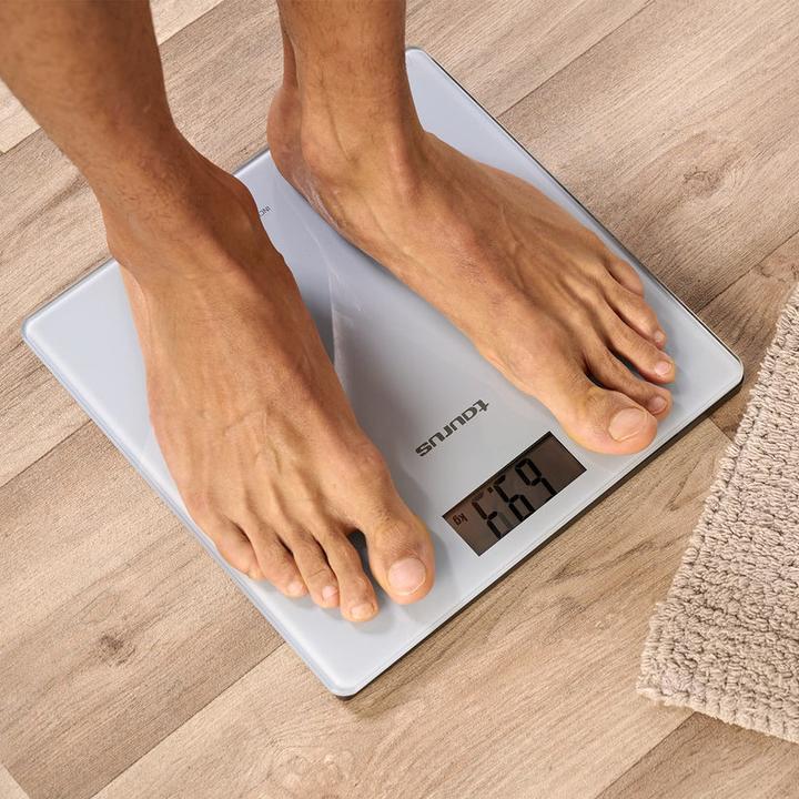 Actual product image Taurus Inception Digital Bathroom Scale 28cm x 28cm Tempered Glass - Blue (180 kg)