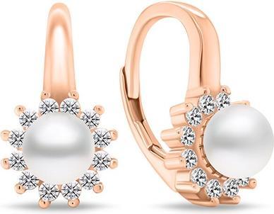 Brilio Silver - Elegant bronze earrings with zircons EA788R