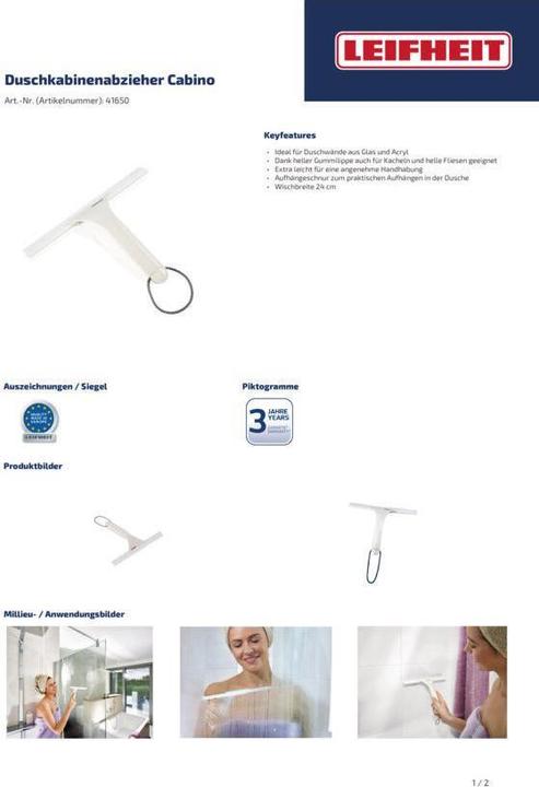 Actual product image Leifheit Cabino shower cubicle squeegee