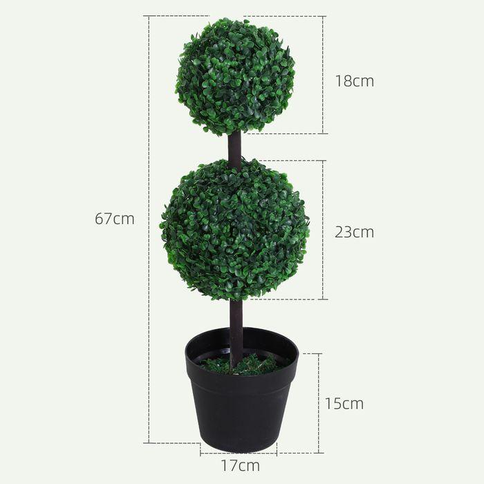 Image du produit Swisshandel24 künstliche Pflanzen 2er Set gross 67 cm Kunstpflanze mit 2 Kugel für Wohnzimmer (67 cm)