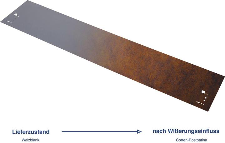 Actual product image Green Split Lawn edging corten steel 70 cm long, 13.5 - 18.5 cm high, edging for flower beds, bed edging - (70 cm)