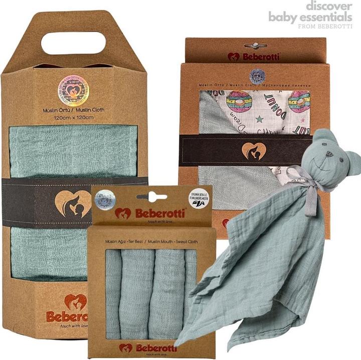 Produktbild Beberotti Organic 4er-Pack Baby Musselin-Waschlappen (25 cm, 25 cm)