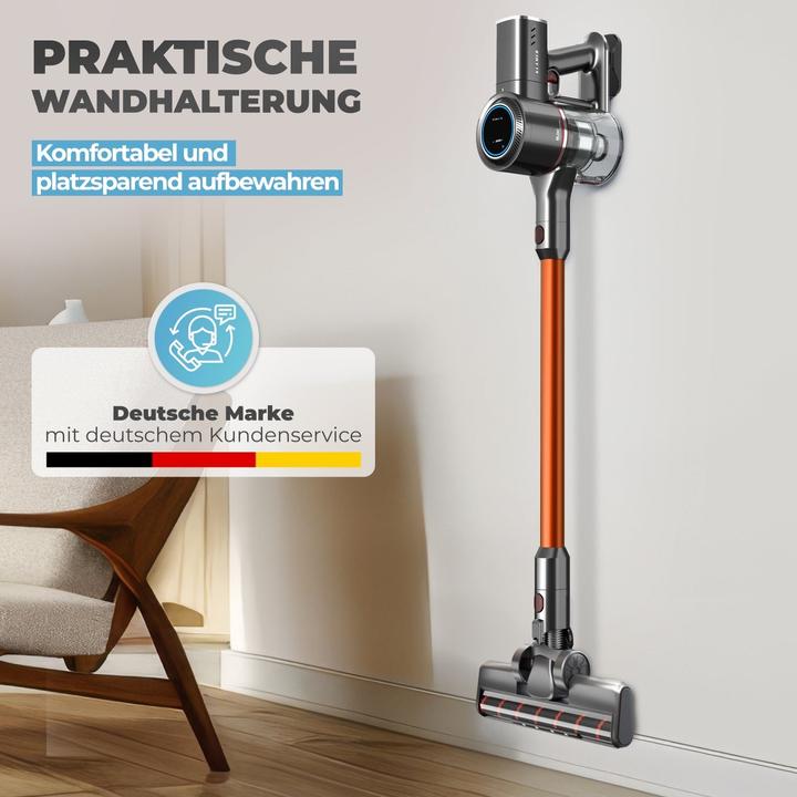 Immagine prodotto KLAMER Akkustaubsauger, 420 Watt, 2 Akkus und mit verschiedenen Aufsätzen