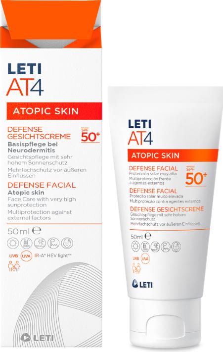 Actual product image Leti LETIAT4 Defense Face Cream SPF 50+, 50 ml Cream, 50 ml Cream (Sun cream face, SPF 50+, 50 ml)