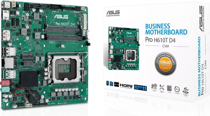 Produktbild ASUS MB PRO H610T -CSM (LGA 1700, Intel H610, Mini-ITX)