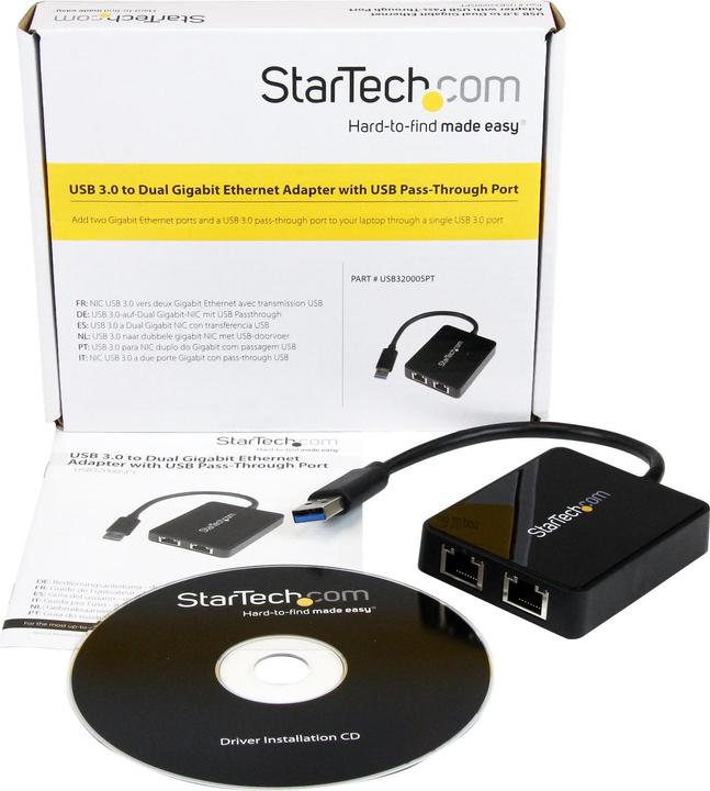 Image du produit StarTech USB 3.0 Double Port Gigabit Nic Nic (USB, RJ45 Gigabit Ethernet (2x))