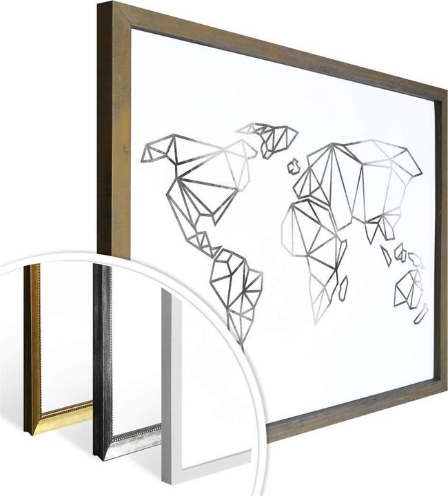 Produktbild Trenddeko Origami Weltkarte - Silber-Optik (120 x 100 cm)