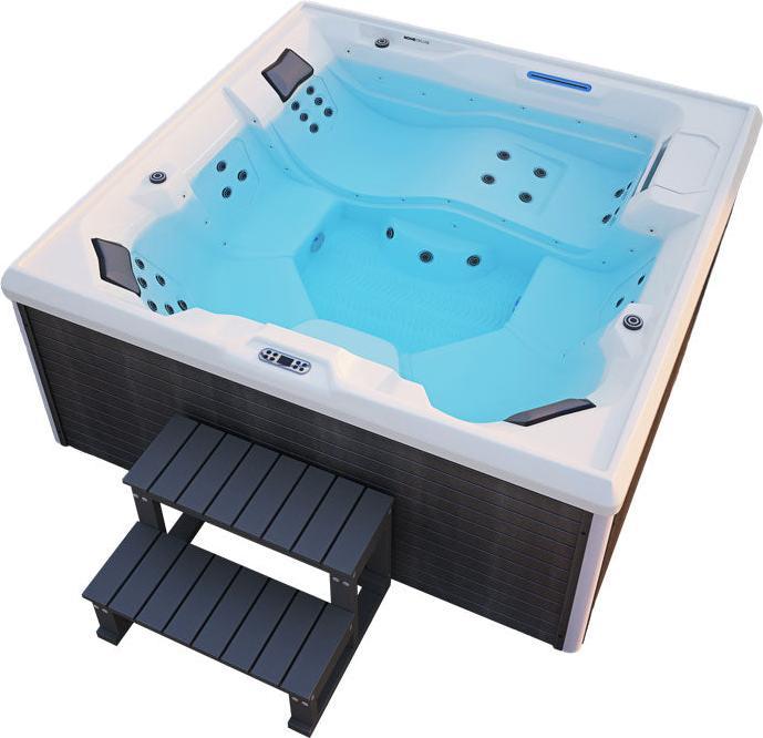 Actual product image Home Deluxe Outdoor whirlpool TEAM-STAR, 34 massage jets LED, steps and thermal cover, 5 persons (5 pers.)