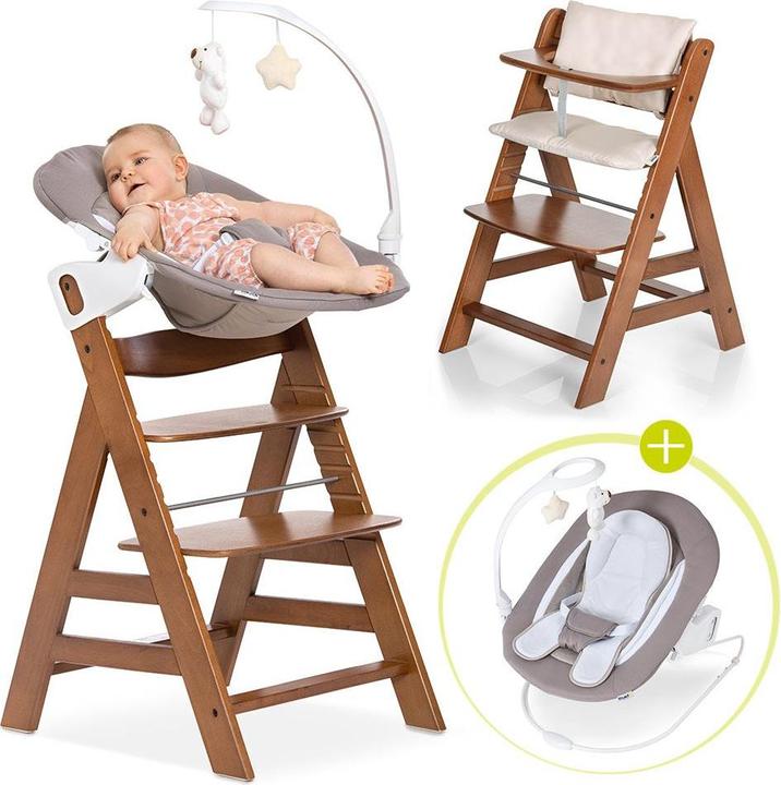 Actual product image Hauck Highchairs Alpha Plus Walnut Newborn Set Deluxe - 4 pcs. (Highchair)