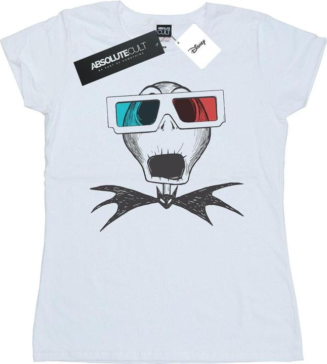 Actual product image Disney Womens/Ladies Nightmare Before Christmas Jack Skellington 3D Glasses Cotton T-Shirt (L)