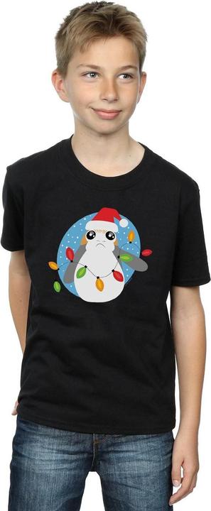 Actual product image Star Wars Boys The Last Jedi Porg Christmas Lights T-Shirt (116)