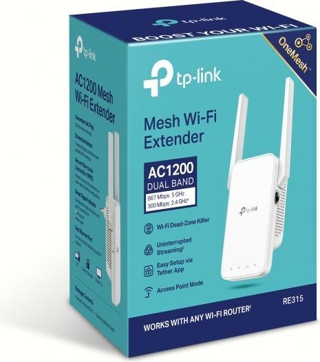 Actual product image TP-Link RE315 - 867 Mbps - 10,100 Mbps - External - 10/100Base-T(X) - IEEE 802.11a,IEE (867 Mbit/s, 300 Mbit/s)
