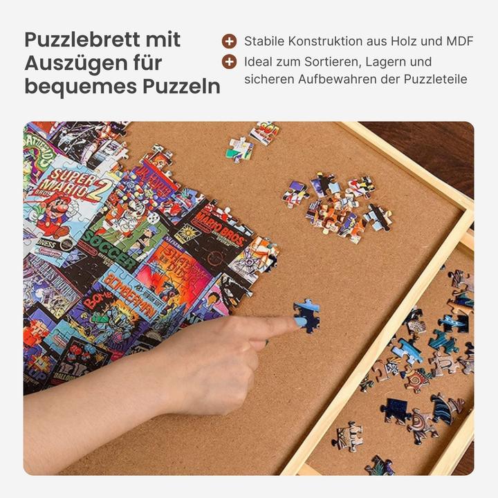 Produktbild Hermex Puzzlebrett mit Auszügen Puzzletafel Puzzleunterlage (1500 Teile)