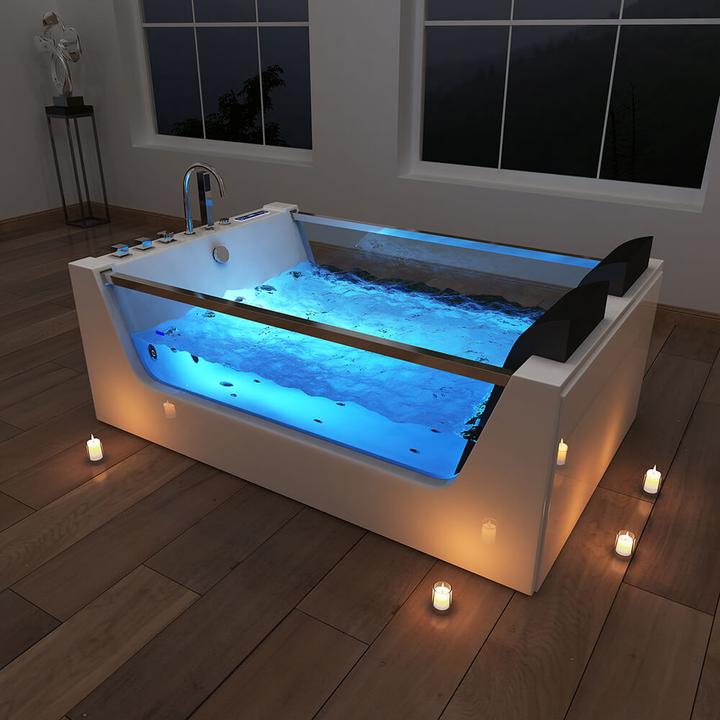 Image du produit Home Deluxe Baignoire à hydromassage avec LED de luminothérapie NAUTICA XL - 182x120cm (120 cm, 180 cm)