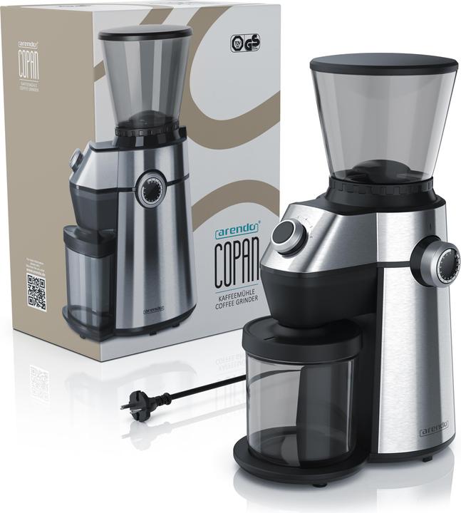 Produktbild Arendo Kaffeemühle 150 W, Kegelmahlwerk, 360 g Bohnenbehälter, Kaffee Mühle mit 15 Mahlgradstufen