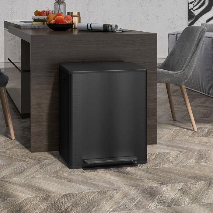 Immagine prodotto Swisshandel24 Mülleimer 2 x 25L Treteimer mit Deckel, Fusspedal, Inneneimer, Edelstahl (50 l)