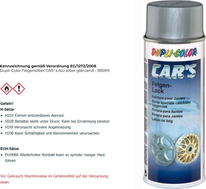 Image du produit Dupli-Color vern jantes argent (Argent, 0.40 l)