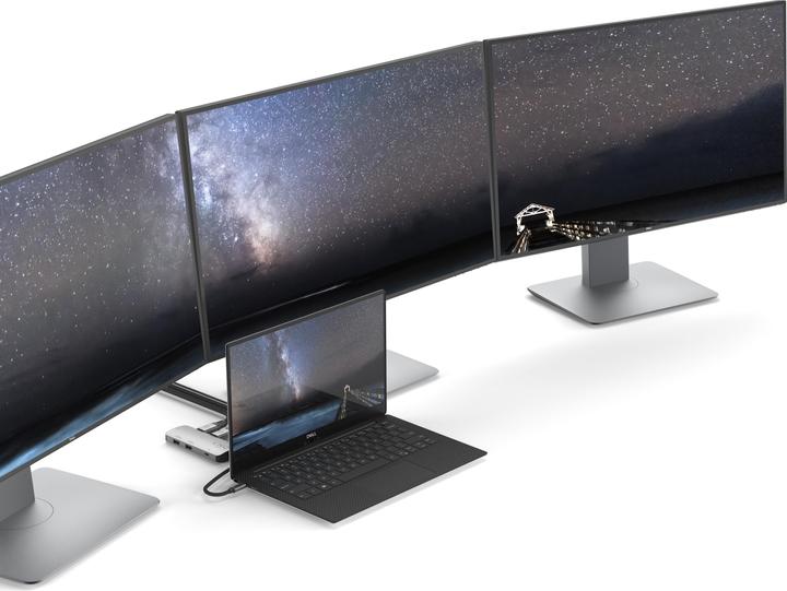 Produktbild LINQ Connects USB-C -> 1x HDMI, 1x DP, 1x miniDP, 1x VGA, 1x USB-C, 2x USB-A LQ48019 grey (USB-C, 7 Ports)