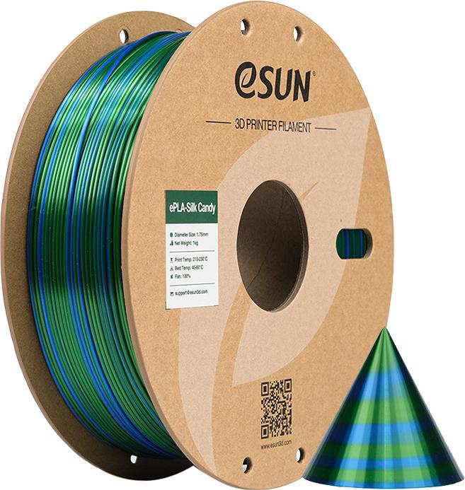 eSUN ePLA-Silk Candy Blau-Grün Filament 1.75mm 1Kg (PLA, 1.75 mm, 1000 g, Mehrfarbig)
