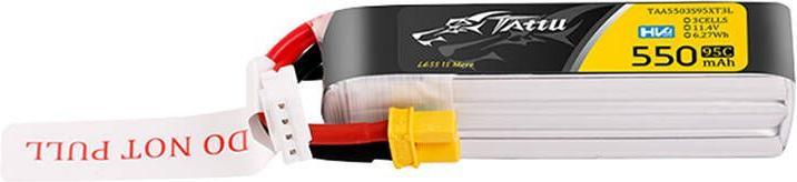 Actual product image Tattu 3s 550mAh 95C 11.4V HV Lipo Battery with XT30 Plug Long-Pack Connector (11.40 V, 550 mAh)