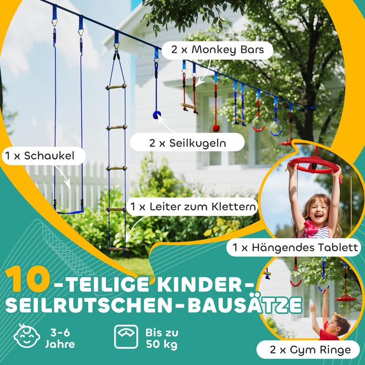 Produktbild Aiyaplay Ninja Slackline-Set Polyester, Kunststoff Blau+Rot