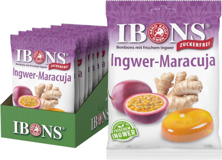 Immagine prodotto Piniol Ginger Candy Display Frutto della Passione senza zucchero 10x75g (1 pz., 750 g)