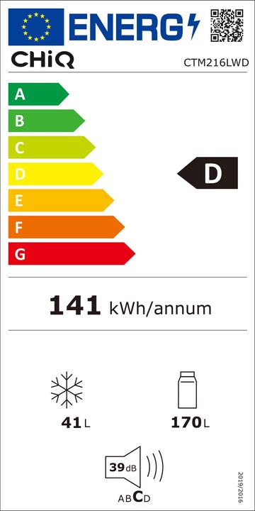 Energy Label CHiQ Fridge-freezer CTM216LWD 170L/41L wh D (freight forwarding) (170 l)
