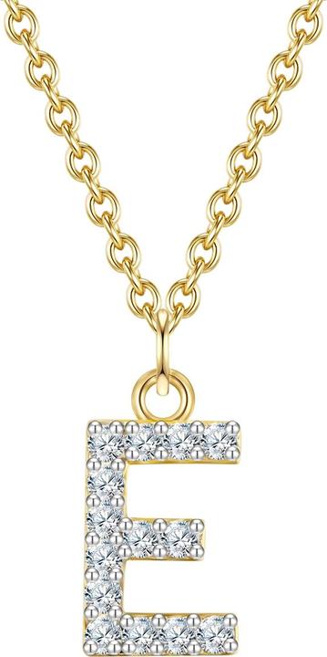 Image du produit Glanzstücke München Femme lettre E argent sterling zirconium or jaune 45,0 cm chaîne de base + 5,0 cm extension - 32100 (Argent Sterling, 40 - 45 cm)