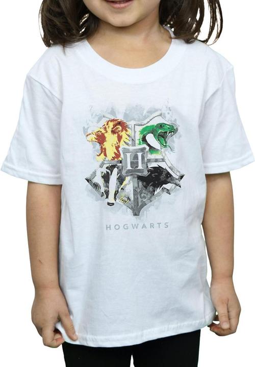 Actual product image Girls Hogwarts Painted Crest Cotton T-Shirt (140, 146)