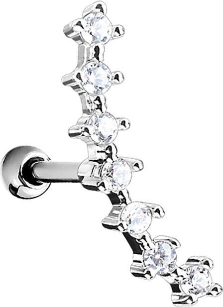 Immagine prodotto Hollywood Body Jewelry Micro Barbell silber mit Kugel und Halbmond mit Kristall (Acciaio chirurgico 316L, Ottone)