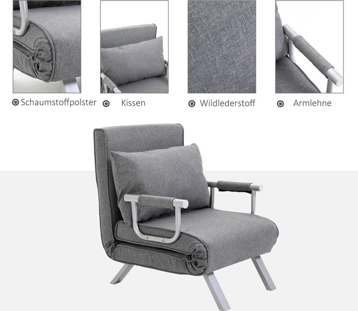 Image du produit Homcom Canapé-lit 3 en 1 Canapé, fauteuil ou chaise longue (3 places)