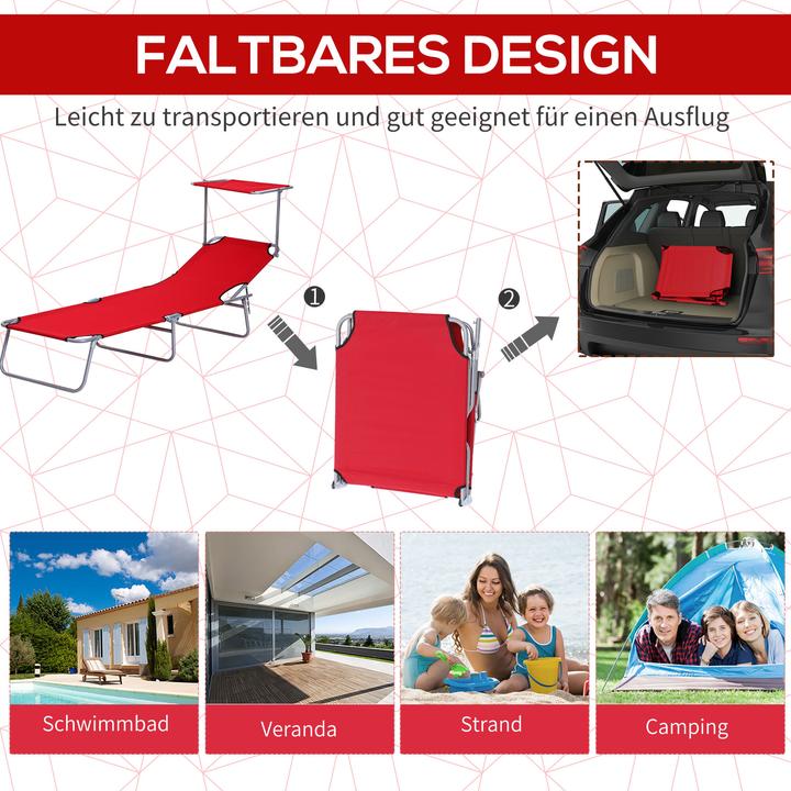 Image du produit Outsunny Bain de soleil avec protection solaire (187 cm)
