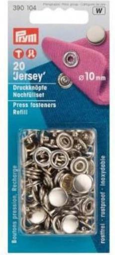 Produktbild Prym Druckknopf Jersey Kappe, nachfüllen, silber 10 mm, Karte 20 Stk.
