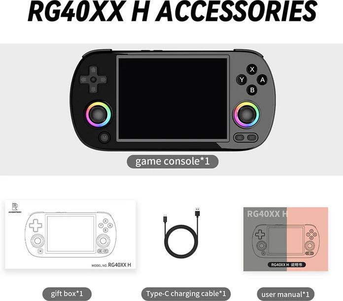 Immagine prodotto Anbernic RG40XX H 64GB Retro Gaming Handheld Console with RGB Joystick (black) - 5000+ Compatible Games