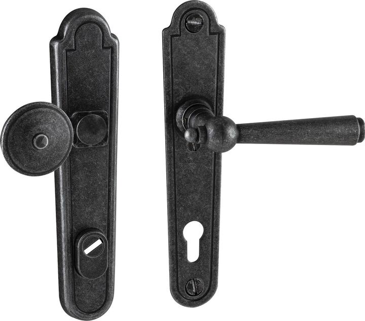 Actual product image Halcö KALTENBACH PZ92 security escutcheon set, right, galvanised black passivated (Door plate set)