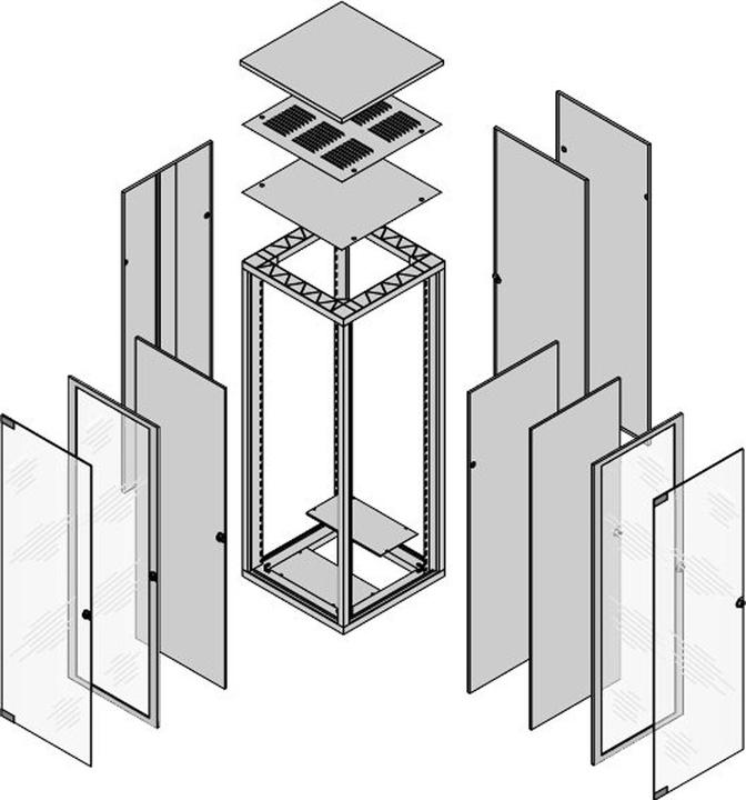 Actual product image Schroff Steel door, closed, with mounting frame - TUER 1200H 800B IP20 RAL7035