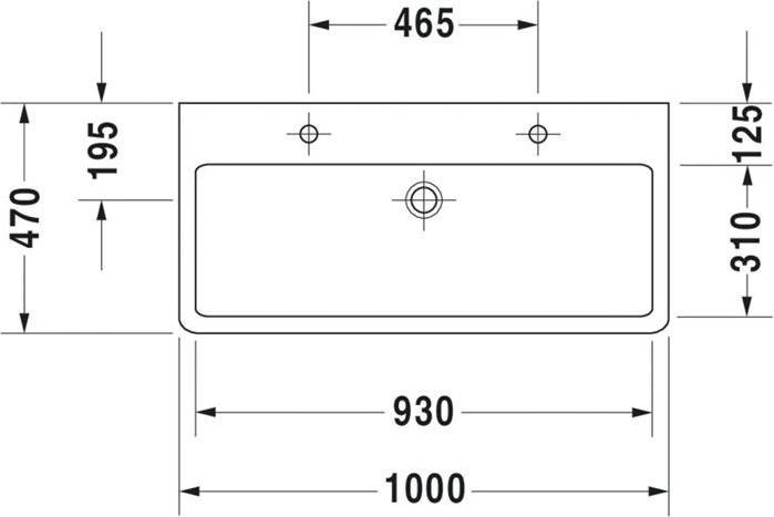 Image du produit Duravit Plan de toilette VERO avec lavabo HLB 1000x470mm 2 trous pour robinet blanc WG (470 mm, 1000 mm)