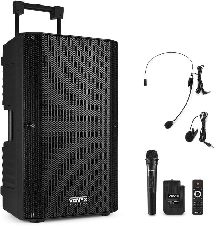 speaker met Bluetooth - Vonyx VSA700-BP - met draadloze microfoon en headset microfoon - 1000W (Active, 1x 500 W)