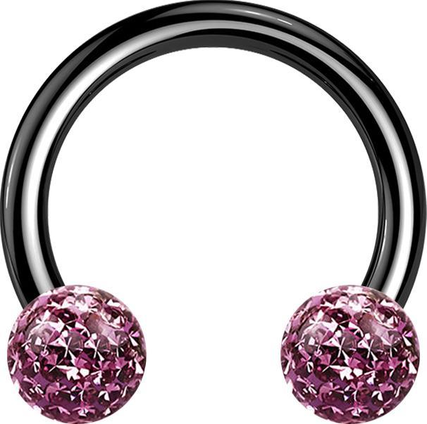 Immagine prodotto Star Piercing Micro Circular Barbell nero con due sfere di cristallo viola chiaro strato protettivo epossidico (senza ottone, Titanio G23)