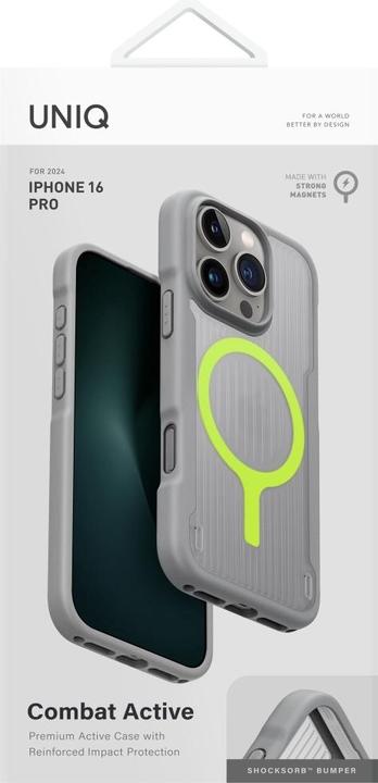 Actual product image Uniq Combat Active Magclick Charging Case for iPhone 16 Pro - Gray (Apple iPhone 16 Pro)