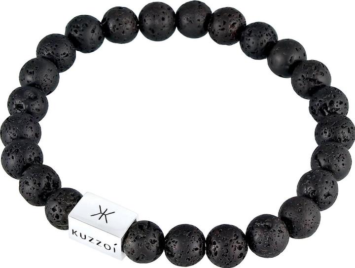 Immagine prodotto Kuzzoi Bracciale Uomo Lava Gemstone Bead Rettangolo Argento 925 (19 cm, Argento 925)