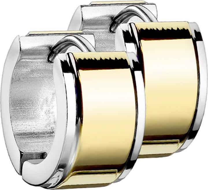Produktbild Star Piercing Ohrring zum Klappen silber mit goldenem Streifen dick (ohne Messing, Chirurgenstahl 316L)